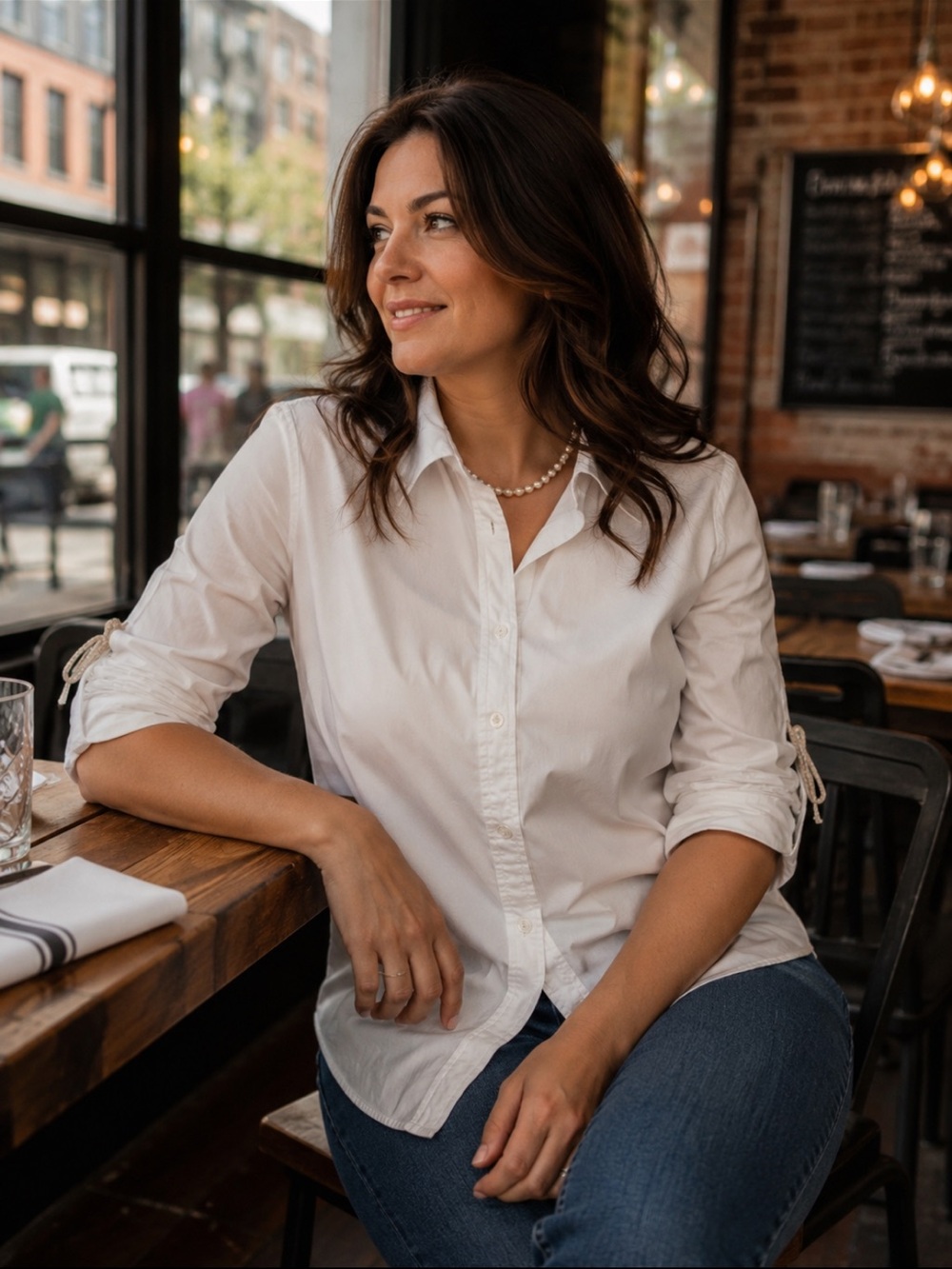 Elegant Elie Tahari Women's White Button-Down Shirt❤️L